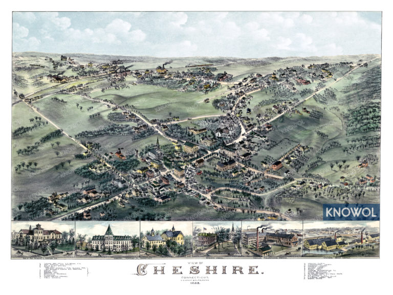 Historic old map of Cheshire, Connecticut from 1882