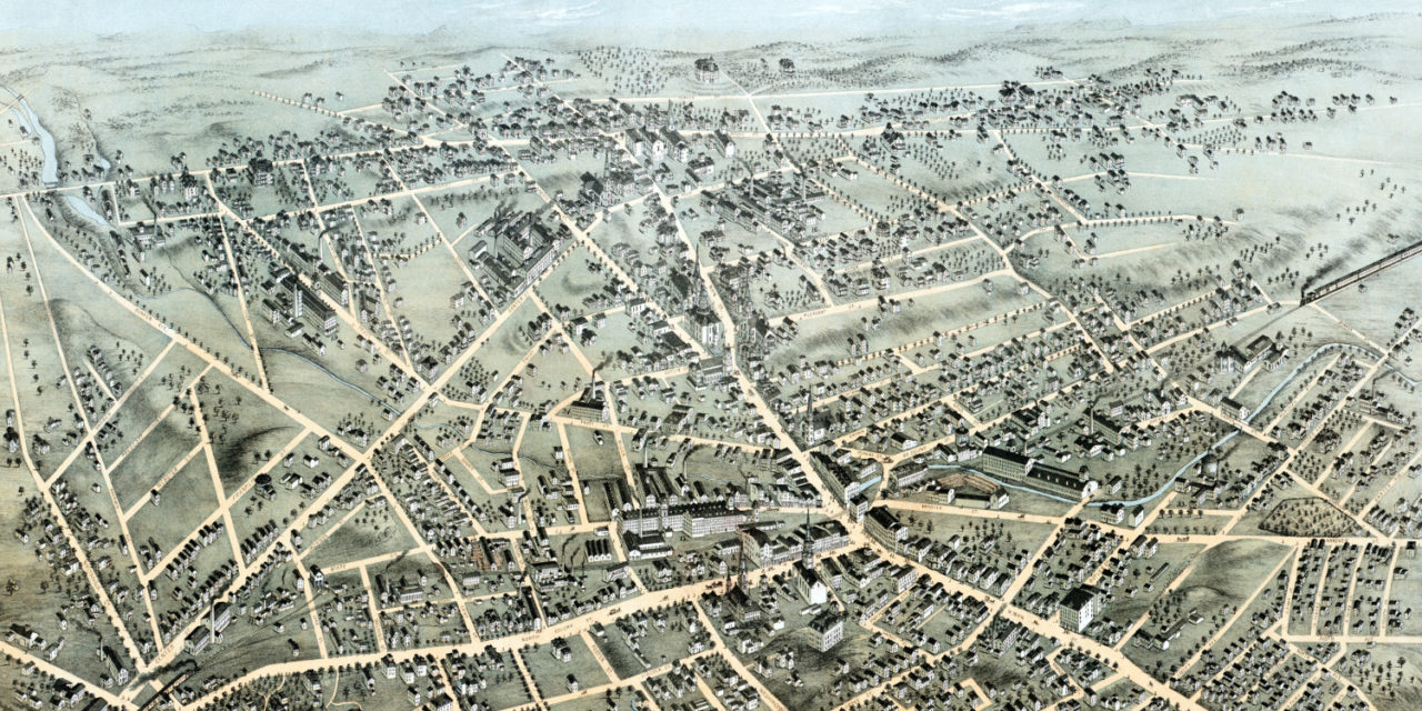 Beautifully restored map of Meriden, Connecticut from 1875