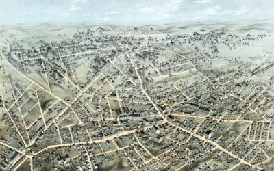 Beautifully restored map of Meriden, Connecticut from 1875