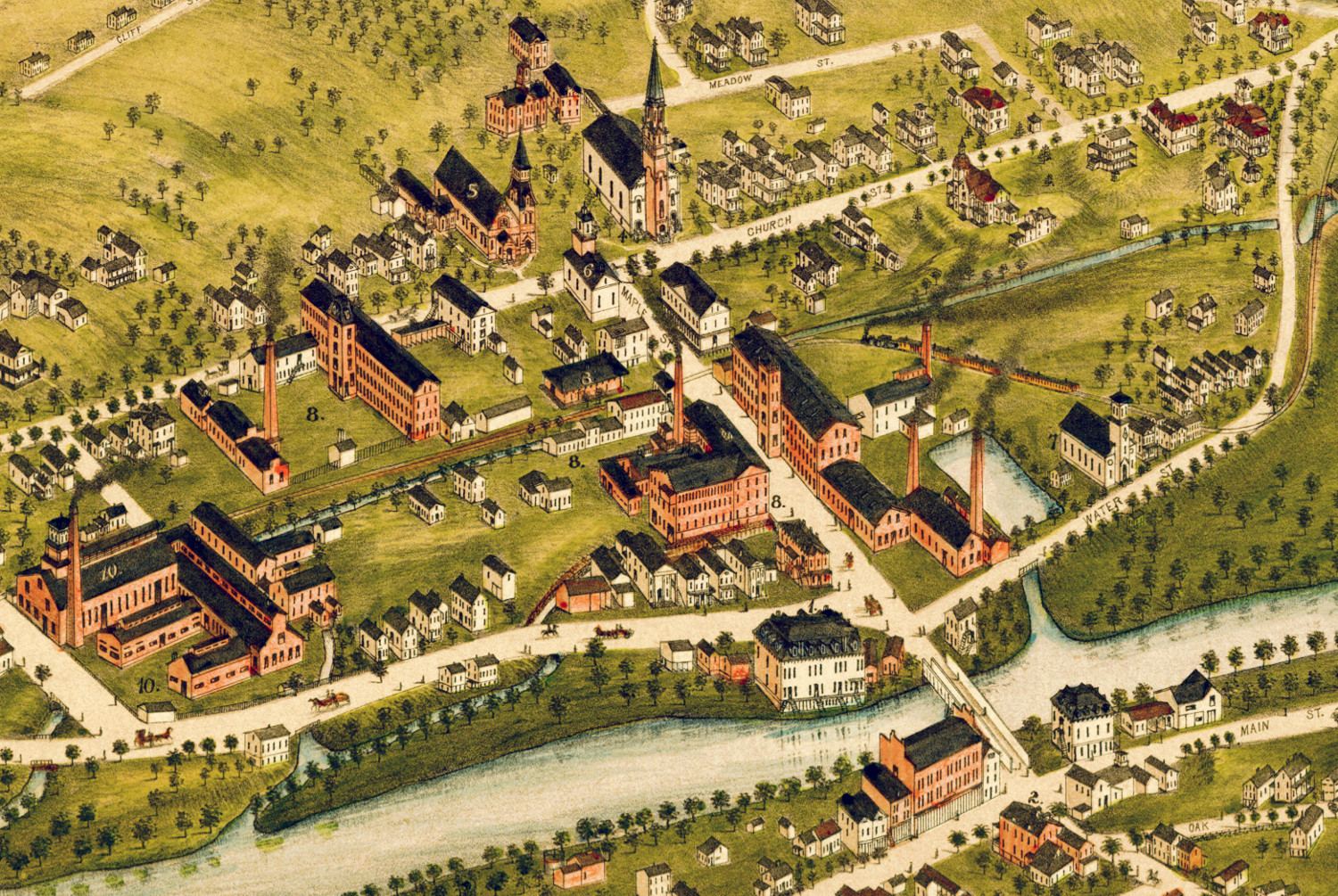 Beautifully restored map of Naugatuck, Connecticut from 1877 CT Restored