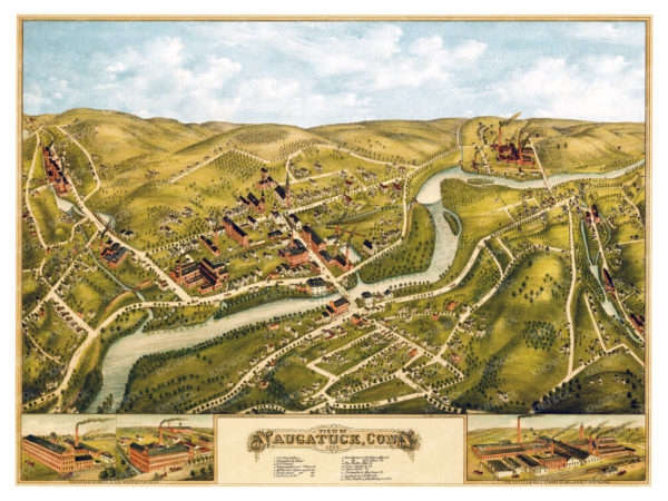 Beautifully restored map of Naugatuck, Connecticut from 1877 - CT Restored