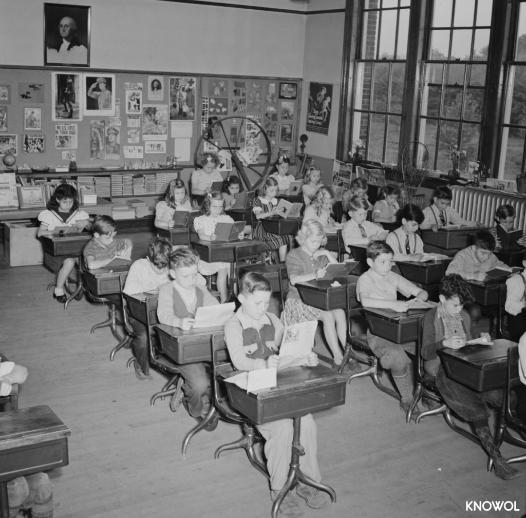 Schoolchildren in a Southington, CT classroom