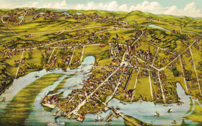 Beautiful bird’s eye view of Essex, Connecticut in 1881