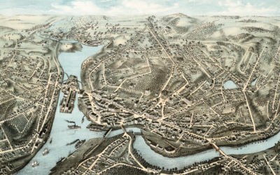 Beautifully restored map of Norwich, CT from 1876