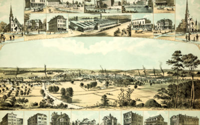 Bird’s eye view of Willimantic, CT from 1882