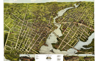 Amazing bird’s eye view of Bridgeport, Connecticut in 1875