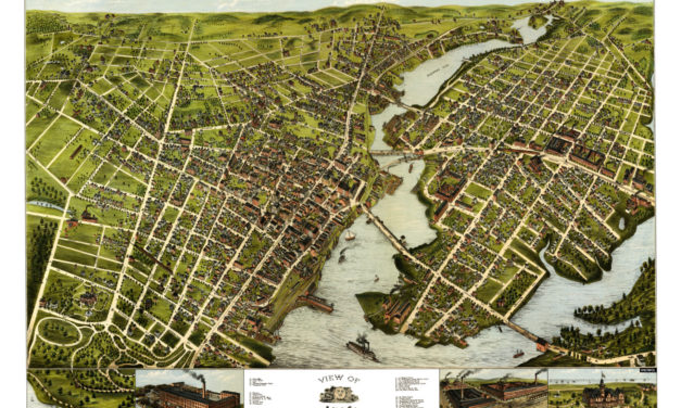 Amazing bird’s eye view of Bridgeport, Connecticut in 1875