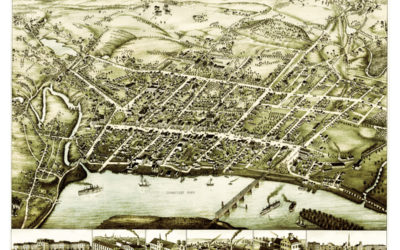 Bird’s eye view of Middletown, Connecticut in 1877