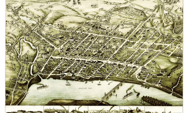 Bird’s eye view of Middletown, Connecticut in 1877