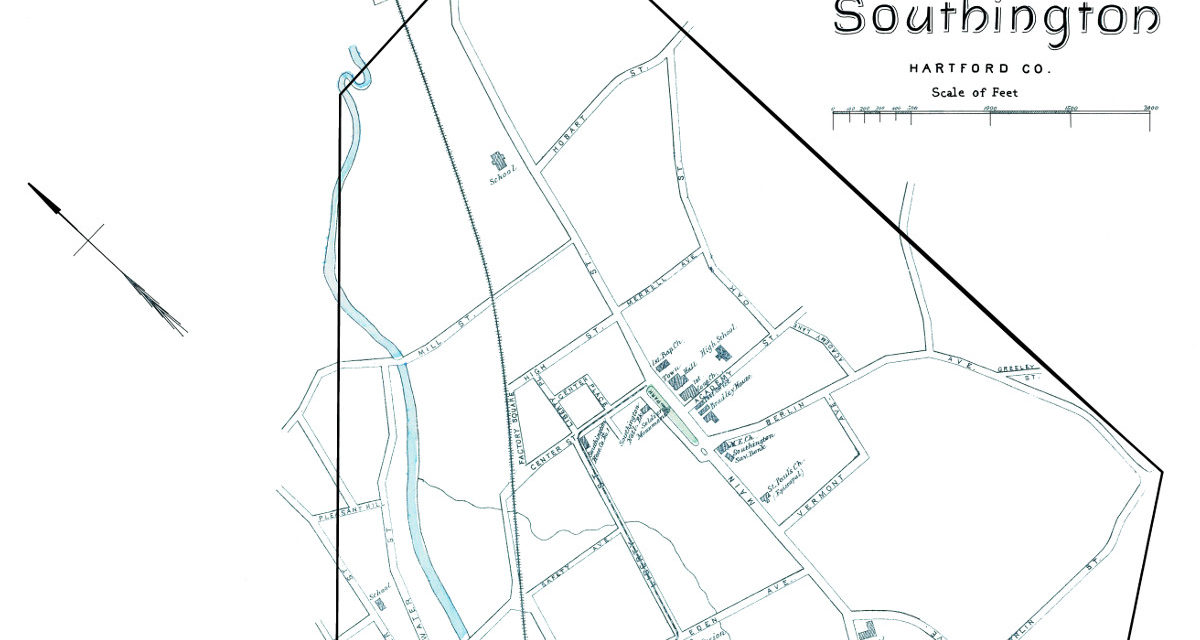 Historic map of the borough of Southington, CT from 1893