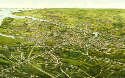 Beautiful hand drawn map of Stamford, Connecticut in 1883