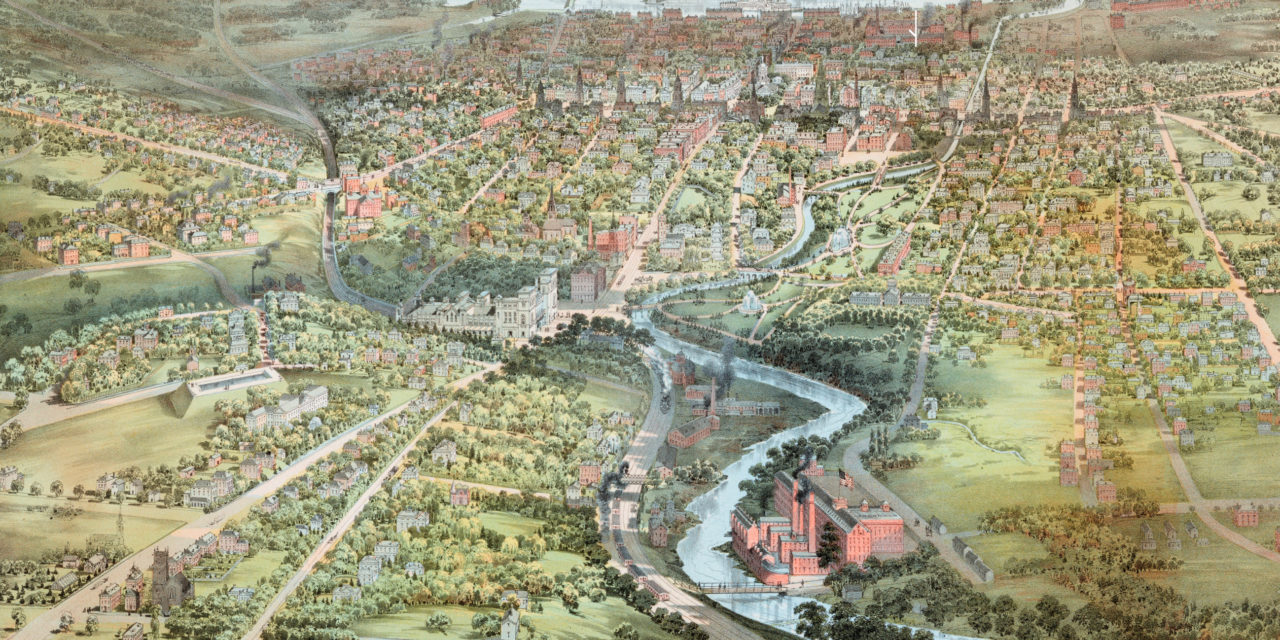 Beautifully detailed map of Hartford, Connecticut from 1864