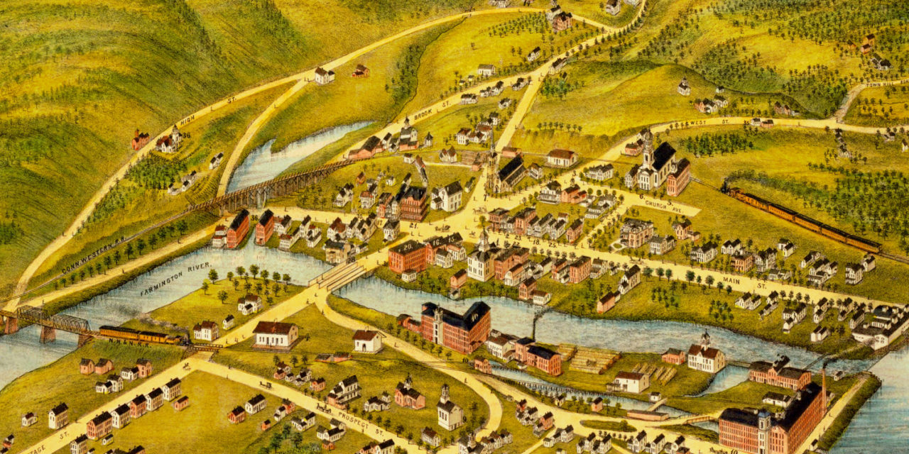 Beautifully restored old map of New Hartford, CT from 1878
