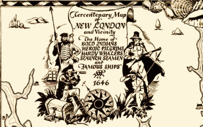 Wonderfully illustrated historical map of New London, CT from 1946