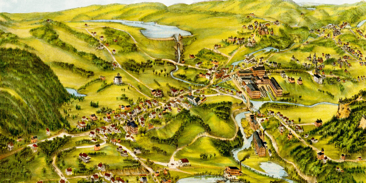 Beautifully restored map of Higganum, CT from 1881