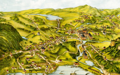 Beautifully restored map of Higganum, CT from 1881