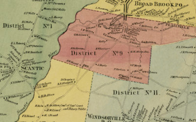 Historic landowners map of East Windsor, Connecticut from 1869