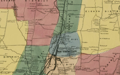 Historic landowners map of Southington, CT from 1869