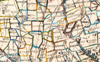 Vintage hand-colored map of Connecticut from 1857